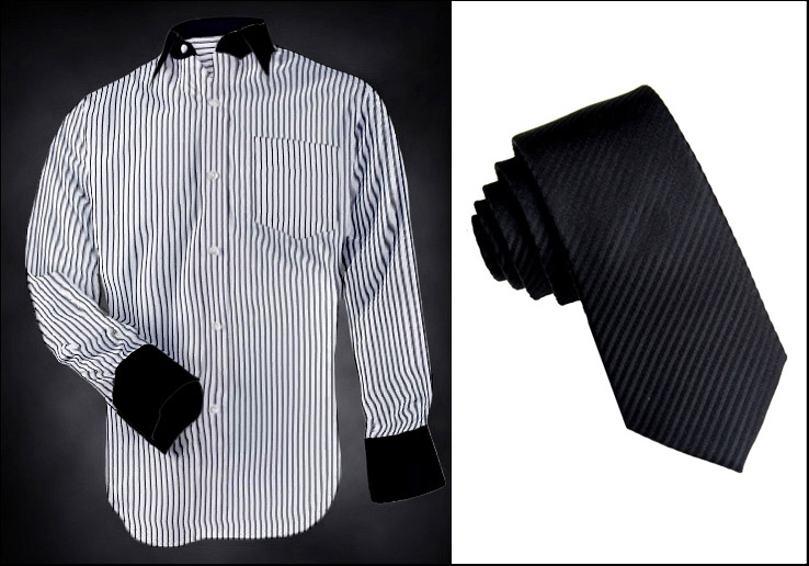 blackwhitestripeshirtwblacktexturedtie